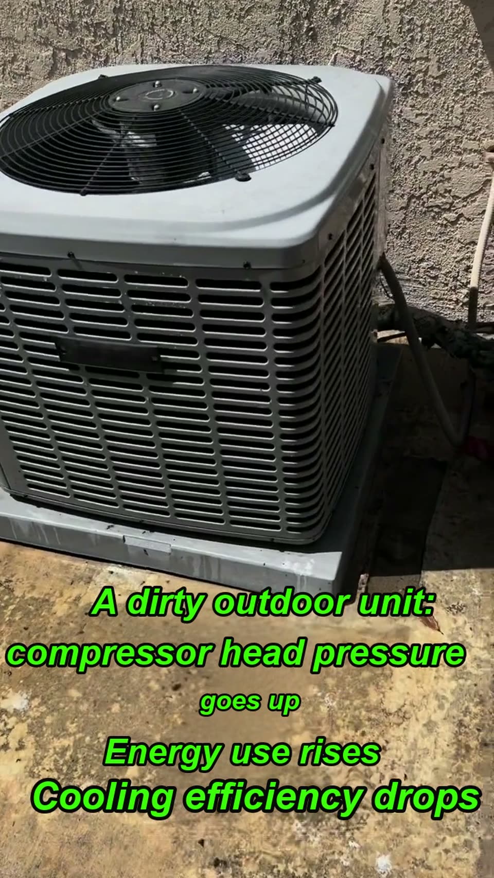 A clogged outdoor coil