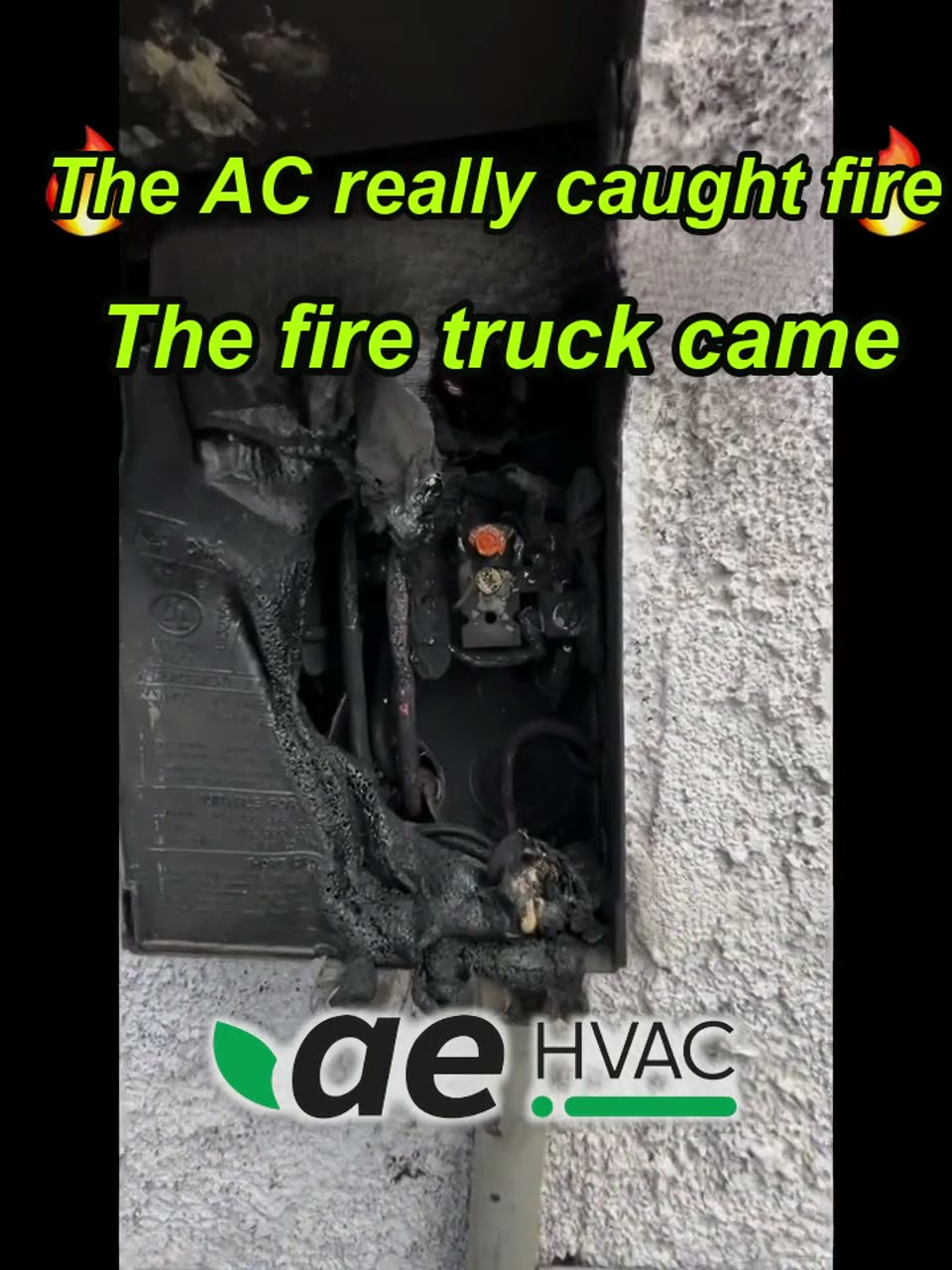 Outdoor unit wiring caught fire