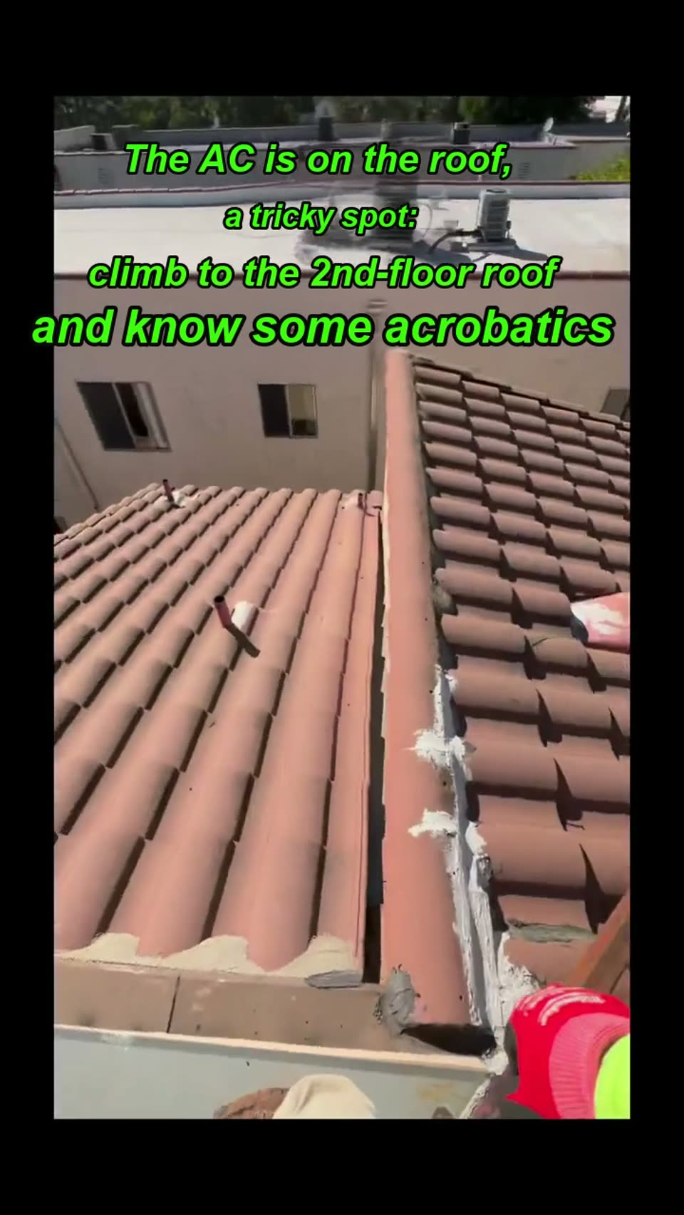A unit on a second-story roof