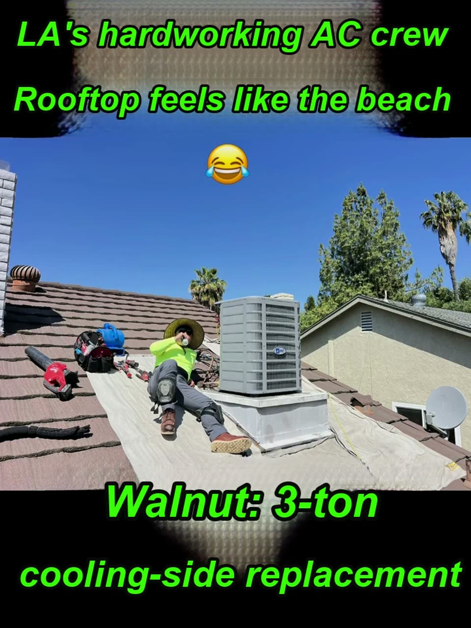 3-ton cooling replacement on a rooftop